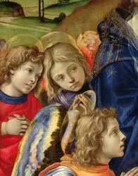 Sankt Bernhards visjon, detalj med tre engler, 1480